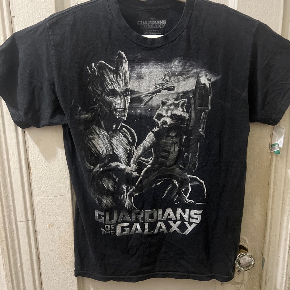 Marvel  Guardians Of The Galaxy Groot And Rocket T Shirt Black Mens Sz Medium
